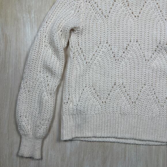 Abercrombie & Fitch Alpaca Blend Ivory Crew Neck Cozy Pullover Sweater Medium - Picture 13 of 13